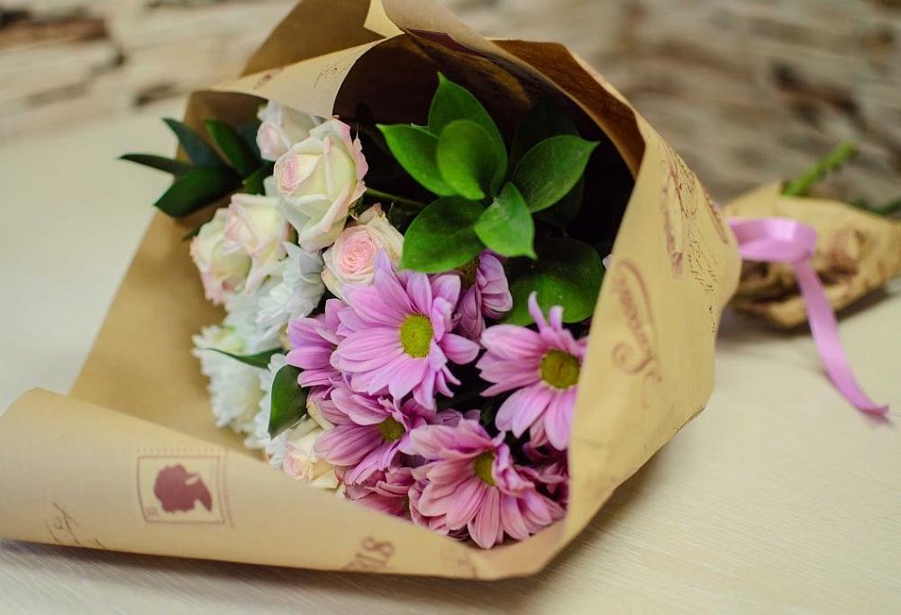 Букет цветов из: Розы и Хризантемы в Машково