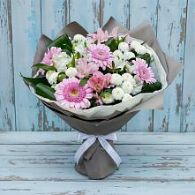 Букет цветов из:  Герберы, Альстромерии и Хризантемы в Машково