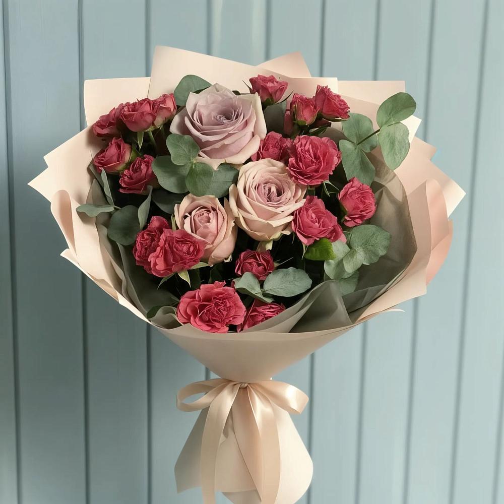 Букет цветов из: Гвоздики и Розы в Машково