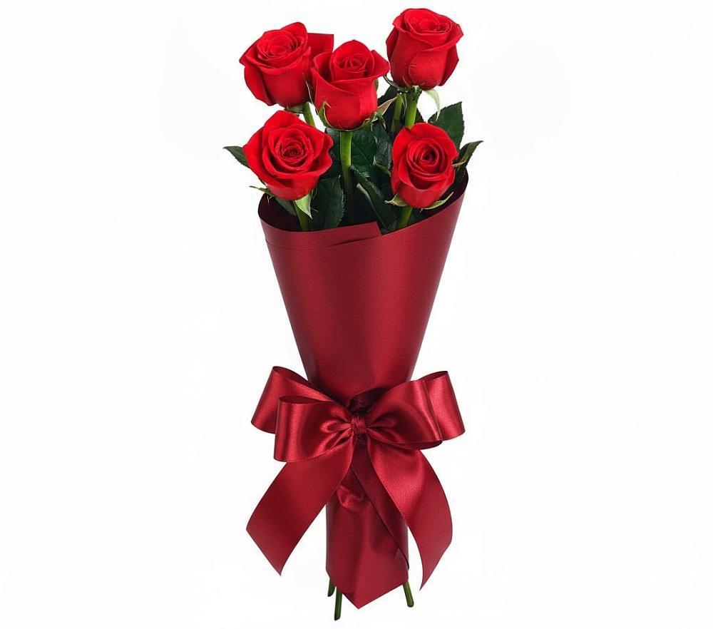 Букет 5 Красных роз Эдлесс Лав в Машково