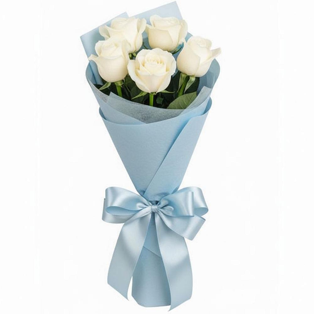 Букет 5 Белых роз Проуд в Машково
