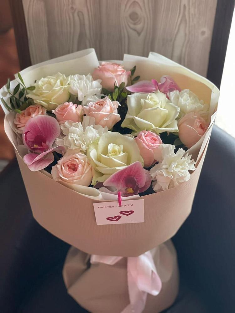 Букет цветов из: Орхидеи, Розы и Гвоздики в Машково