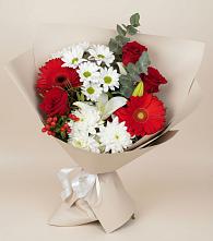 Букет цветов из:  Розы, Хризантемы, Герберы и Лилии в Машково