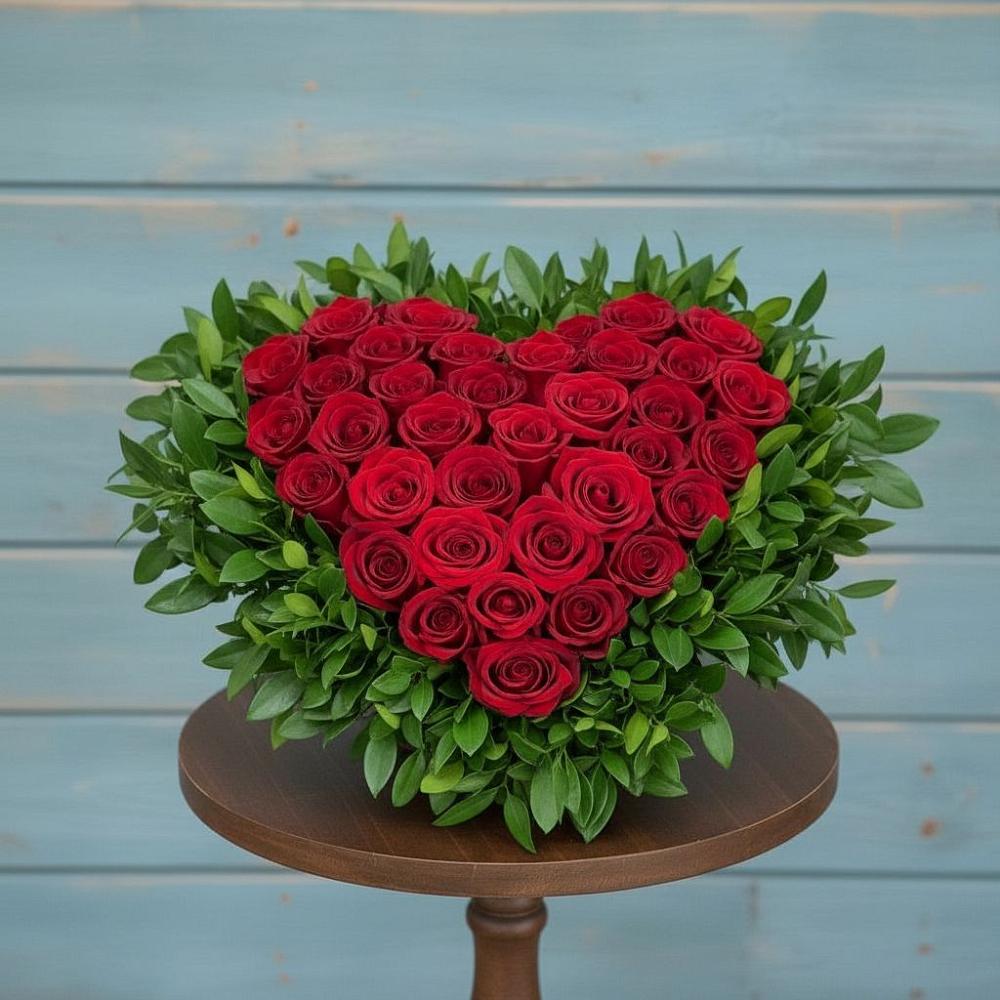 Цветочная композиция из Розы в виде сердца в Машково