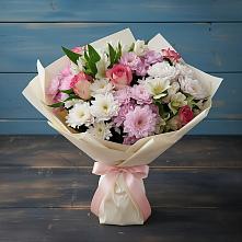 Букет цветов из:  Хризантемы, Альстромерии и Розы #REPLACE_PRED# Машково