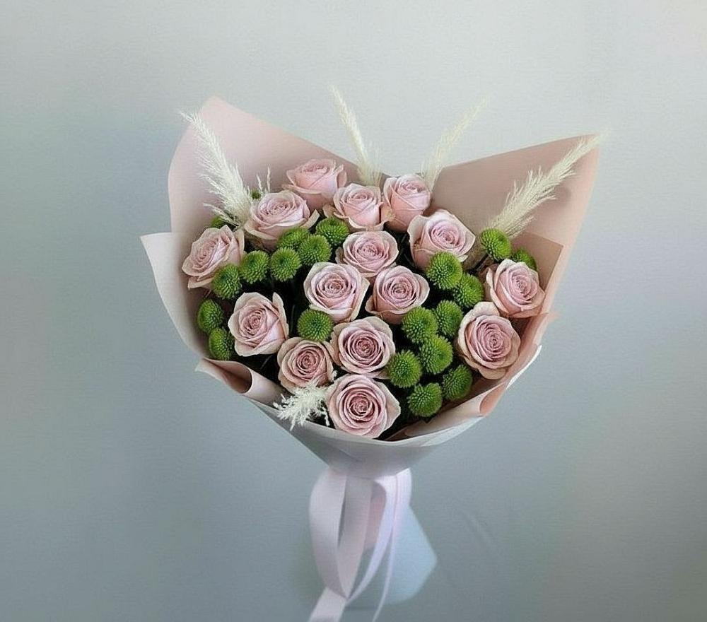 Букет цветов из: Розы и Хризантемы в Машково