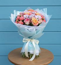 Букет цветов из:  Хризантемы и Розы в Машково